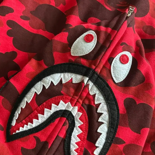 [BUNJANG] BAPE Red Shark Full Zip Hoodie / 베이프 샤크 후드집업