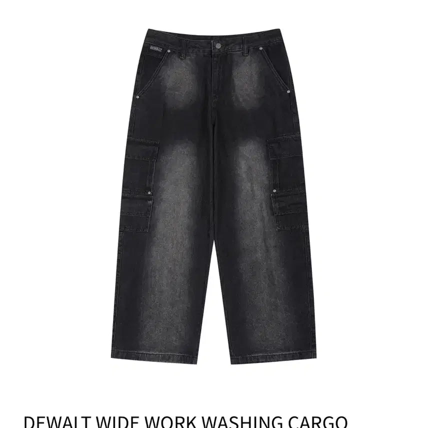 [BUNJANG] DeWalt Wide Washed Cargo Pants Black M / 디월트 와이드 워싱 카고 팬츠 블랙, M(각 60,000원)