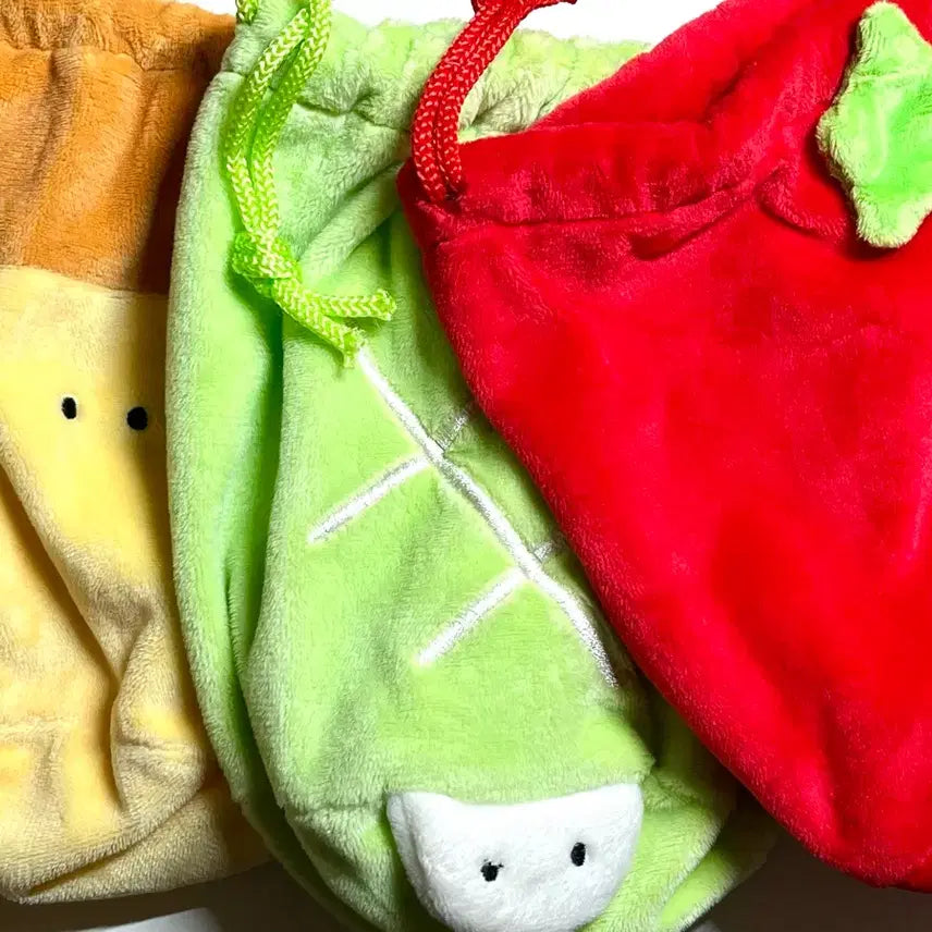 [BUNJANG] Daiso Pudding Turtle Tomato Drawstring Pouches Bundle Set / 일괄)다이소 푸딩/거북이/토마토 복조리형 파우치