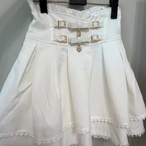 [BUNJANG] Lizlisa Double Belt Skirt White / 리즈리사 2연벨 스커트 화이트