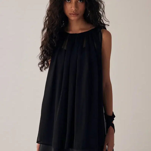 [BUNJANG] Trimingbird Tie Mini One-piece Dress [Black] / 트리밍버드 Tie Mini One-piece [ Black ]