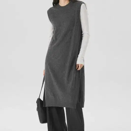 [BUNJANG] Women's Free Size Grey Knit Vest / 그레이 여자 FREE 니트 조끼 O1870