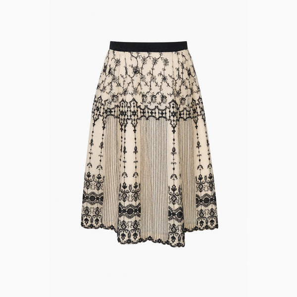 [BUNJANG] Max Mara 100% Silk Embroidered Flower Skirt / MAX MARA 막스마라 실크 100% 자수 포인트 플라워 스커트 - Women (4961)