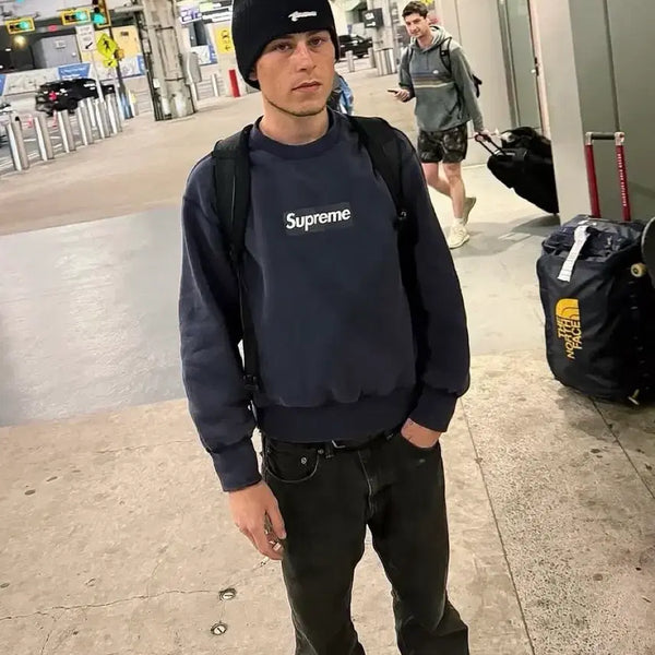 [BUNJANG] Supreme Washed Box Logo Crewneck Navy [L] / 슈프림 워시드 박스로고 크루넥 네이비 - 25SS [L]