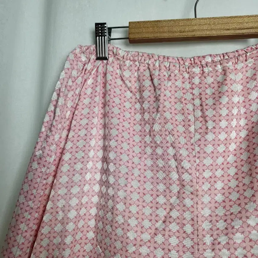 [BUNJANG] Vintage Romantic Pink Jacquard Pattern Pajama Pants / 빈티지 로맨틱 핑크 자카드 패턴 팬츠 파자마 하의