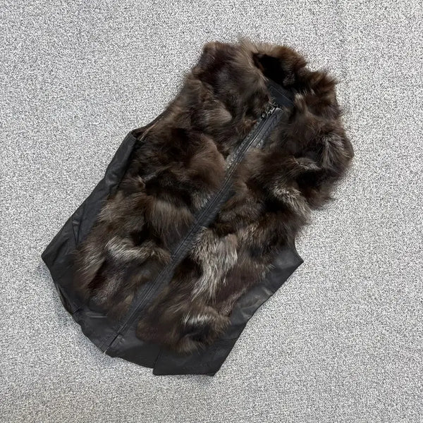 [BUNJANG] Trianon Women's Fox & Genuine Leather Vest / 88-98 트리아나 여성 폭스 양가죽 베스트 조끼 0827J2