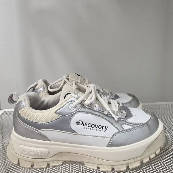 [BUNJANG] Discovery Brick Silver Chunky Sneakers / 245디스커버리 브릭 실버 어글리슈즈  -