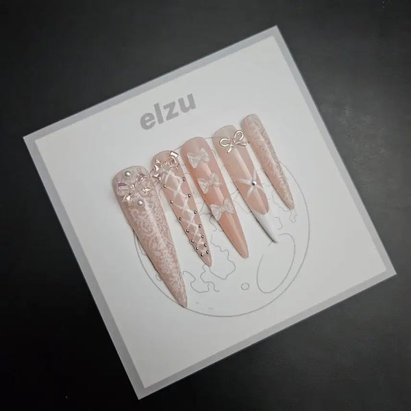 [BUNJANG] Balletcore Handmade Nail Tips Set / [새상품] 발레코어 수제 네일팁 팝니다