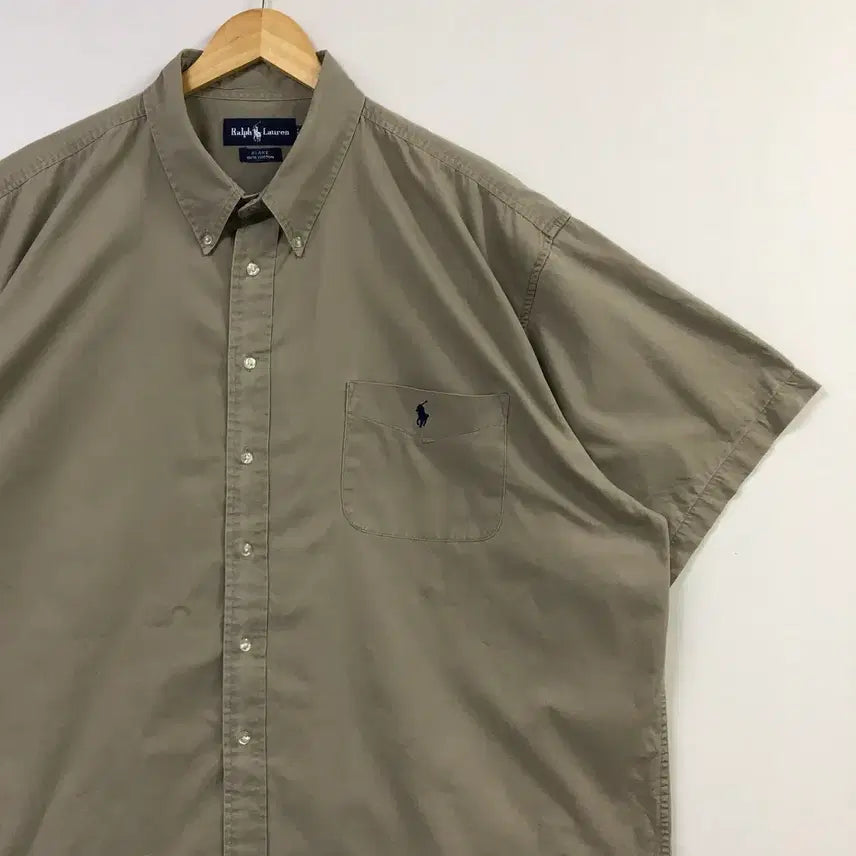 [BUNJANG] Polo Ralph Lauren Beige Solid Cotton Shirt / Xxl 폴로 베이지 솔리드코튼 셔츠