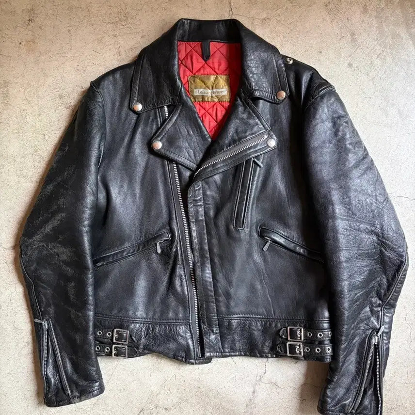[BUNJANG] 70s Mascot Double Rider Leather Jacket / 70년대 Mascot 더블라이더 레더 자켓