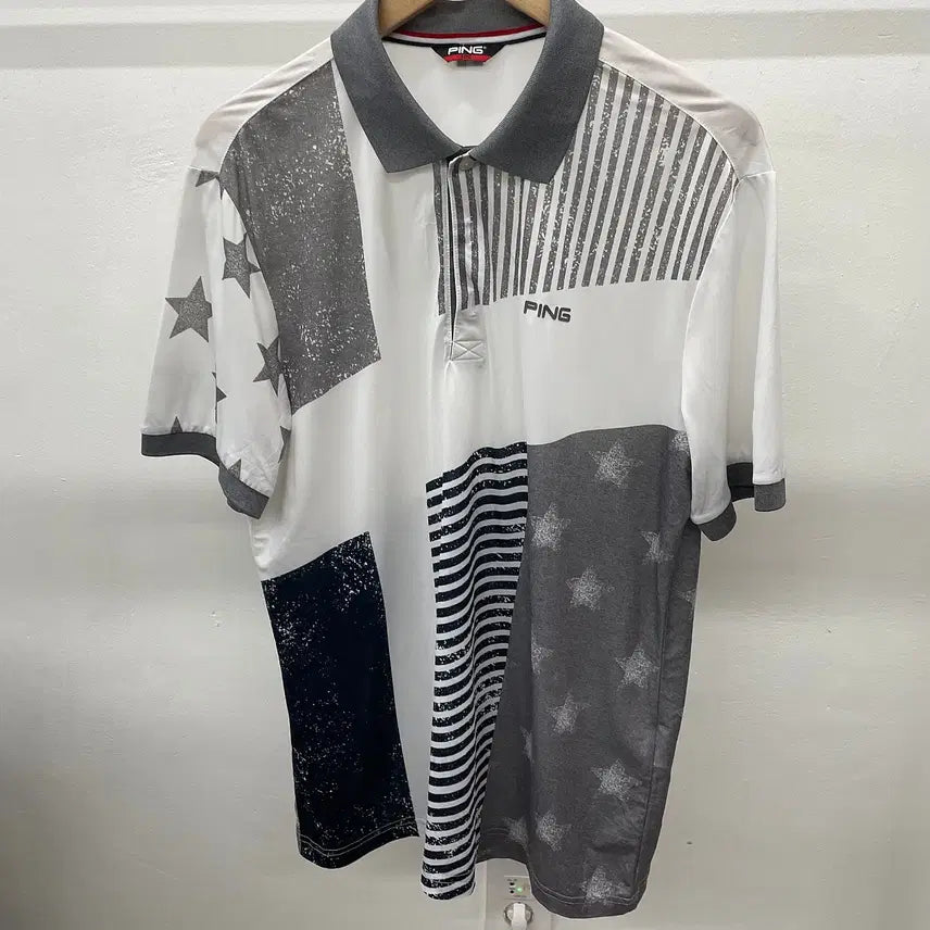 [BUNJANG] PING Golf Men's Short Sleeve Collar T-Shirt / 100~105)핑 골프 기능성 반팔 카라 티셔츠