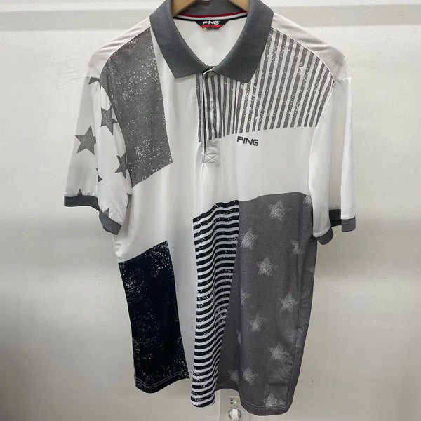 [BUNJANG] PING Golf Men's Short Sleeve Collar T-Shirt / 100~105)핑 골프 기능성 반팔 카라 티셔츠