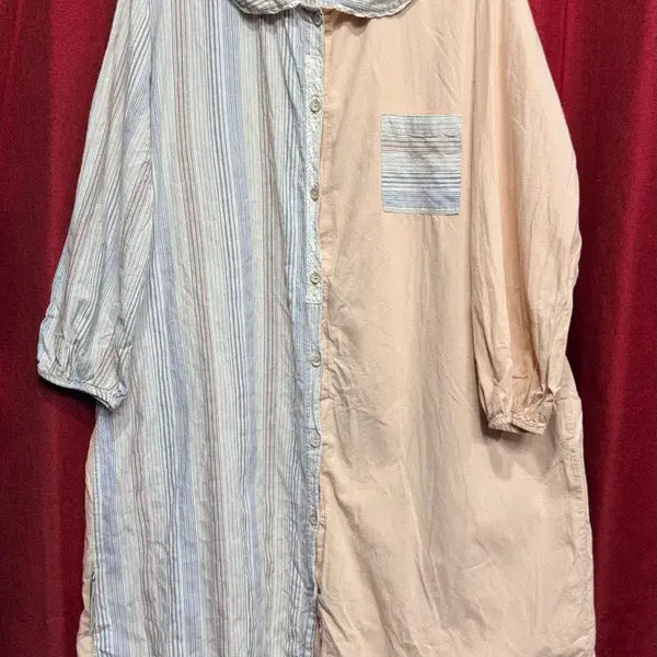 [BUNJANG] Woolala Pajama Two-Tone 7-Sleeve Long Dress / 울랄라파자마 투톤 7부소매 롱원피스 FREE