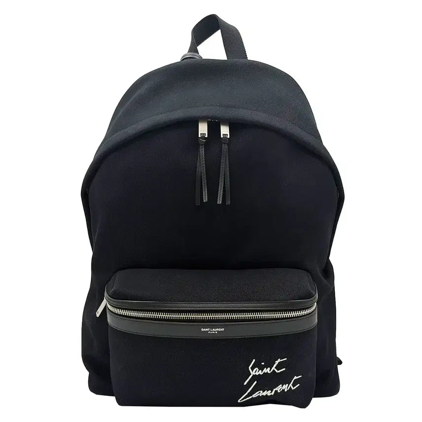 [BUNJANG] Saint Laurent Black Embroidered Logo Canvas Backpack / 생로랑 Saint Laurent 534968 블랙 자수 로고 캔버스 백팩