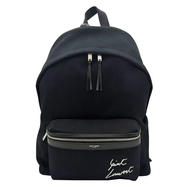 [BUNJANG] Saint Laurent Black Embroidered Logo Canvas Backpack / 생로랑 Saint Laurent 534968 블랙 자수 로고 캔버스 백팩