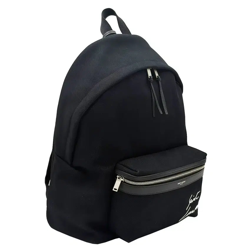 [BUNJANG] Saint Laurent Black Embroidered Logo Canvas Backpack 534468 / 생로랑 Saint Laurent 534968 블랙 자수 로고 캔버스 백팩