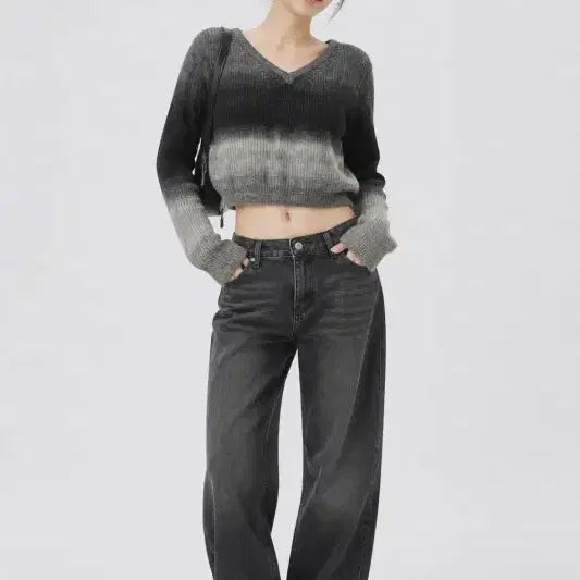 [BUNJANG] Women's Free Size Knit Top / 그레이 여자 FREE 니트 O1915