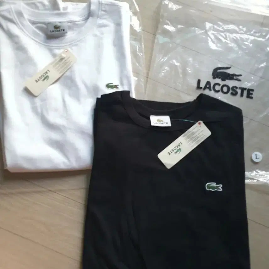 [BUNJANG] Lacoste Basic Logo Short-Sleeve T-Shirt White M/Black L / (새상품) 라코스테 기본 로고 반팔티 화이트M/블랙L