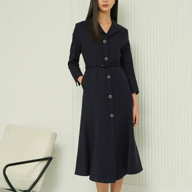 [BUNJANG] Emme Claudia Tweed Dress Navy / 엠므 클라우디아 트위드 원피스 네이비