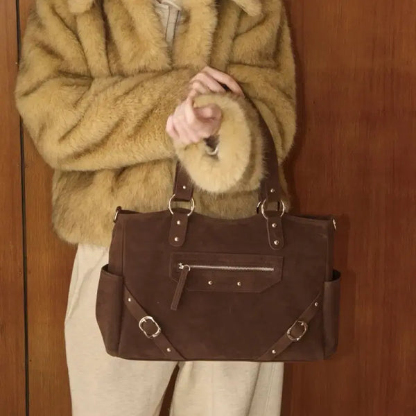 [BUNJANG] Anetik ANC Stud Ring Bag Suede Brown / 아노에틱_ ANC STUD RING BAG