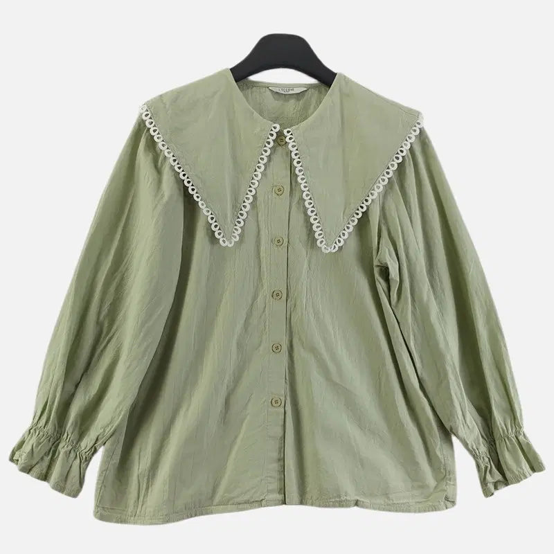 [BUNJANG] Recov Light Green Women's Blouse FREE / 레코브 라이트 그린 여자 FREE 블라우스 O1841
