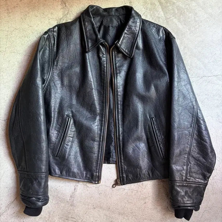 [BUNJANG] 1960s European Single Rider Leather Jacket / 60년대 유로 싱글라이더 가죽 레더 자켓