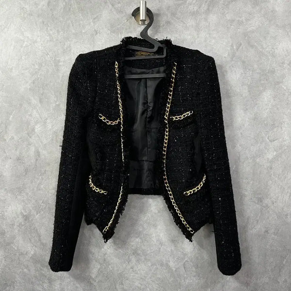 [BUNJANG] Tweed Chain Jacket Black S / 트위드 체인 자켓 블랙 S
