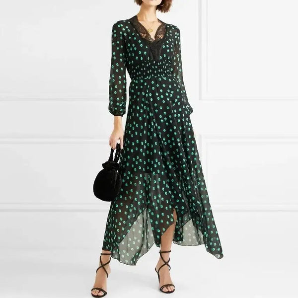 [BUNJANG] Maje Revant Chiffon Dot Print Long Dress / 마쥬 1호 긴팔 레반트 쉬폰 드레스 W-원피스-410