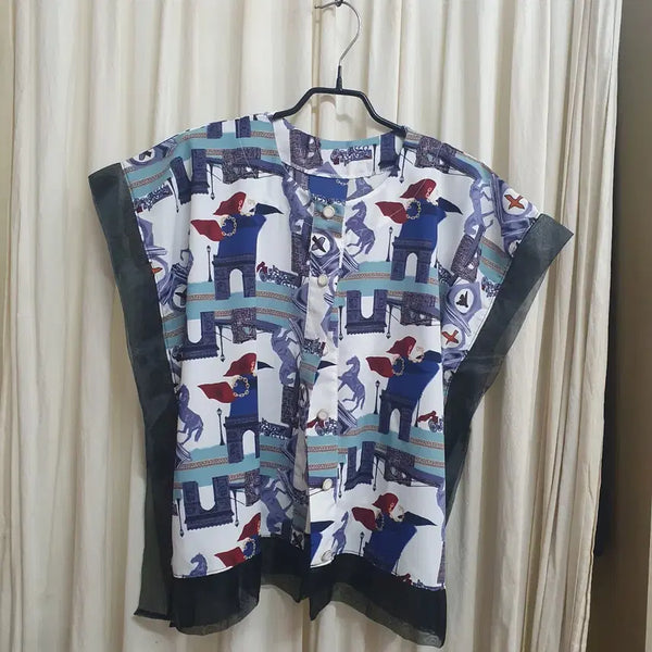 [BUNJANG] Lee Sang Bong Patterned Jacket Blouse Black / 이상봉 패턴 셔츠 블랙