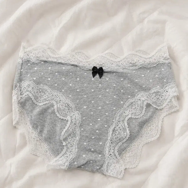[BUNJANG] Gray Heart Lace Women's Panties / 그레이 하트 레이스 여성 중고 팬티