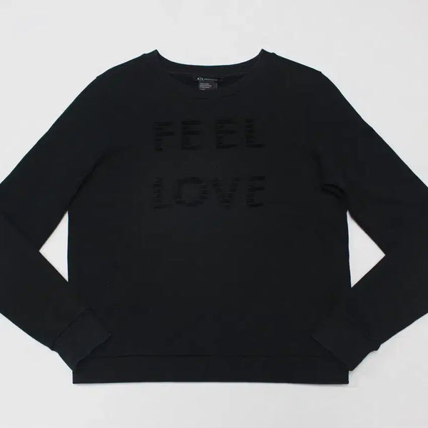 [BUNJANG] Armani Exchange Women's Black Cotton Blend Sweatshirt M / 아르마니익스체인지 여성 M 맨투맨 티셔츠 멋진문양/C04