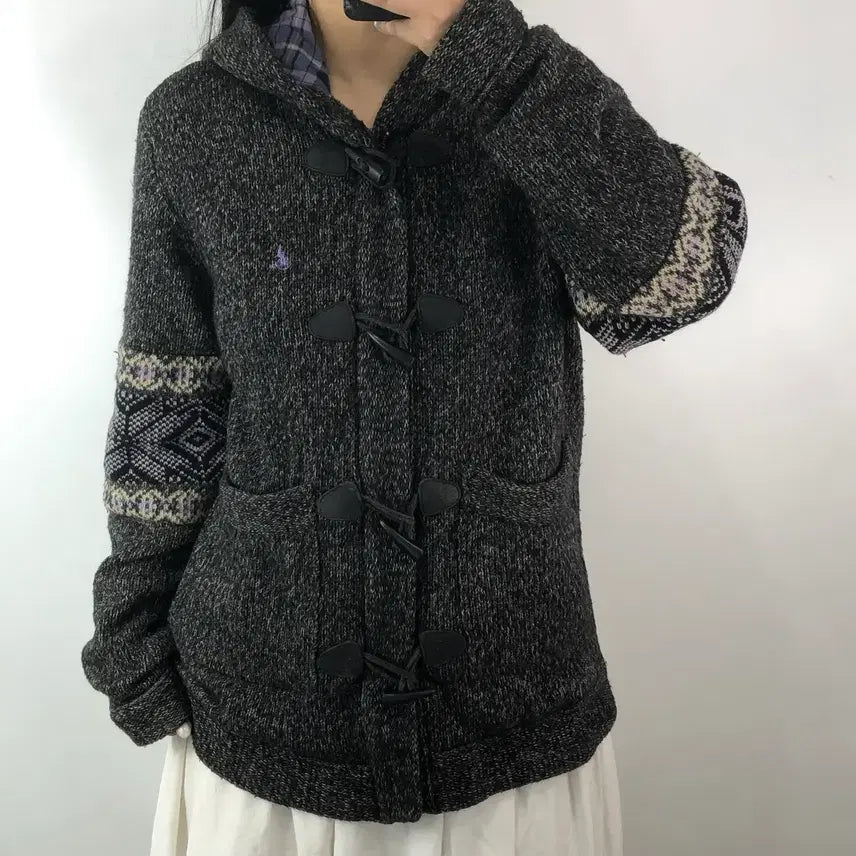 [BUNJANG] BEANPOLE Hooded Duffle Knit Cardigan / [M] 빈폴 후드 더플 니트 가디건
