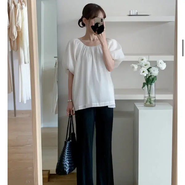 [BUNJANG] Love Dear Puff Sleeve Blouse White / 러빈데어 블라우스
