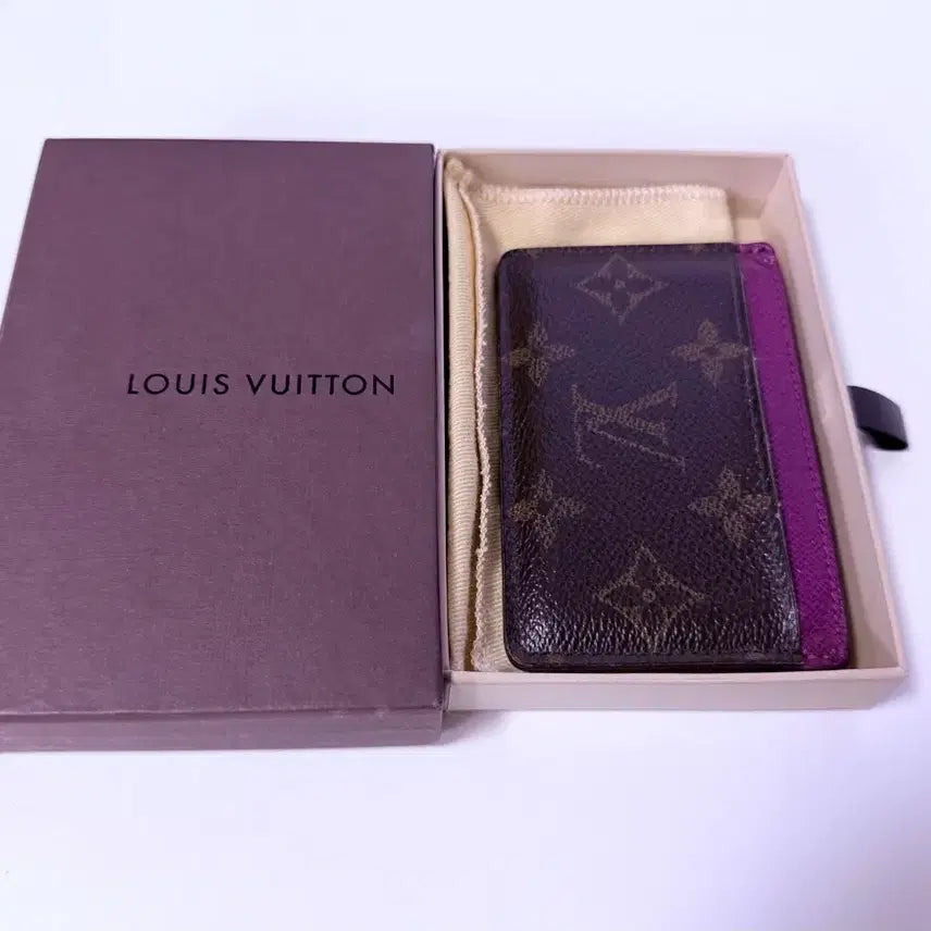 [BUNJANG] Louis Vuitton Monogram Card Holder with Purple Accent / 루이비통 카드지갑