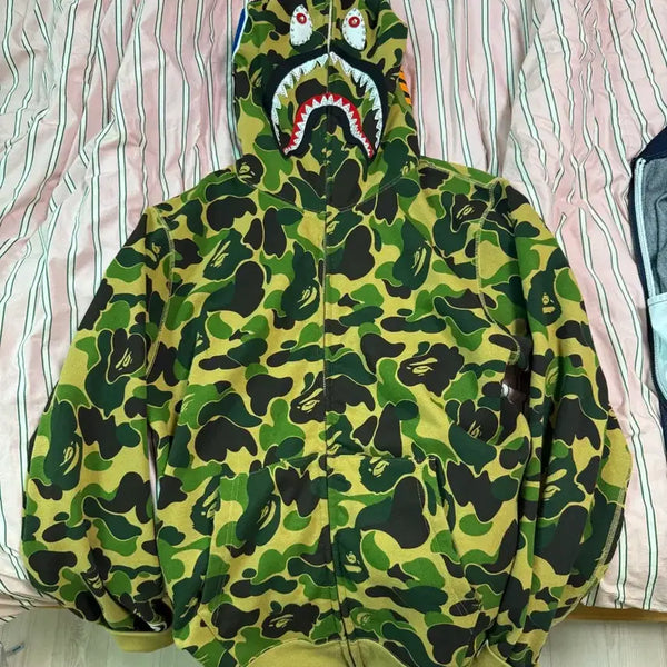 [BUNJANG] BAPE Shark Hoodie Camo Yellow / 베이프 샤크 후드 카모 옐로우