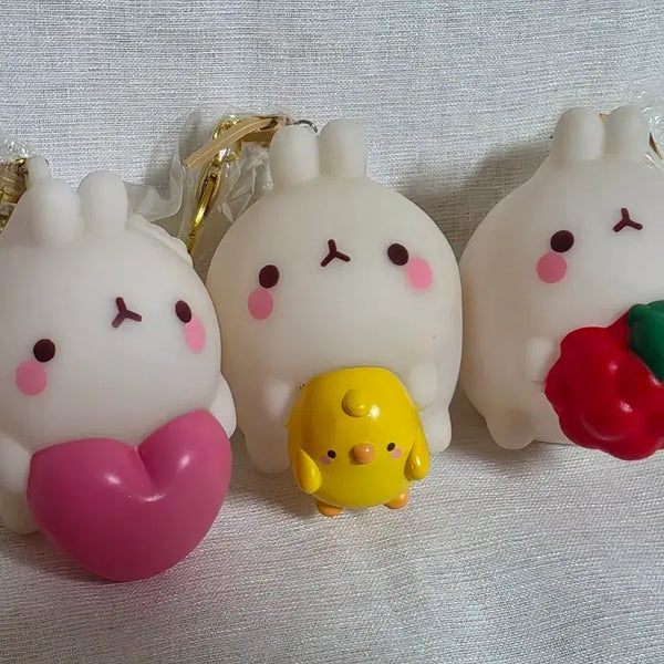 [BUNJANG] Molang Keychain Set (Heart, Chick, Strawberry) / 몰랑이 키링 3종