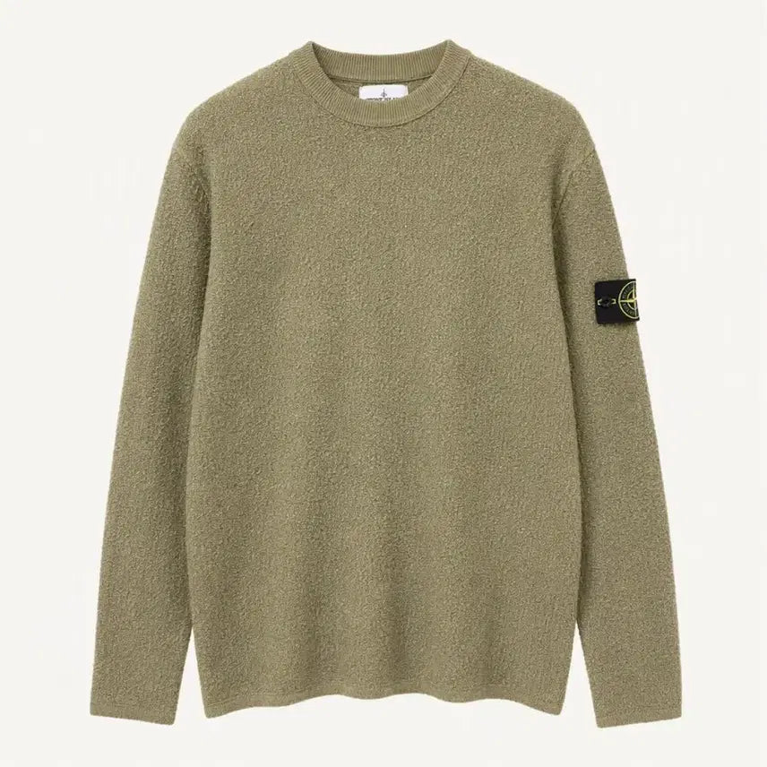 [BUNJANG] Stone Island Patch Bukle Knit Olive (M) / 스톤아일랜드 와펜 부클 니트 올리브 (M)