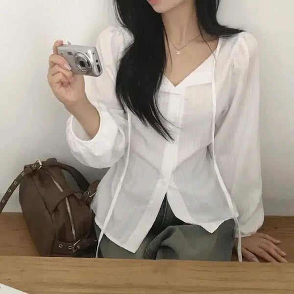 [BUNJANG] Long Sleeve Blouse / 긴팔 블라우스