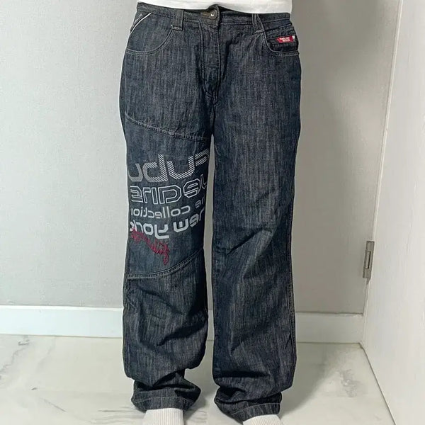 [BUNJANG] Fubu Old School Embroidered Denim Pants / 후부 올드스쿨 자수 포인트 데님 팬츠