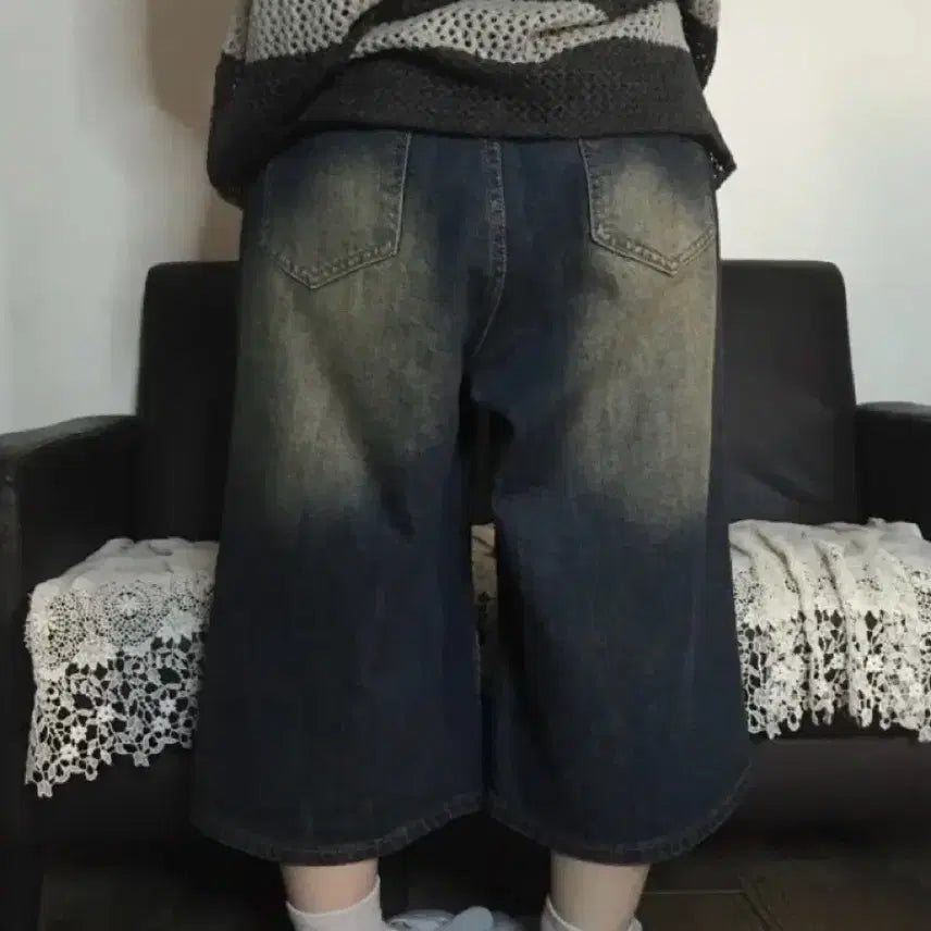 [BUNJANG] Wide 7/10 Length Denim Jeans / 급처분 와이드 7부 청바지