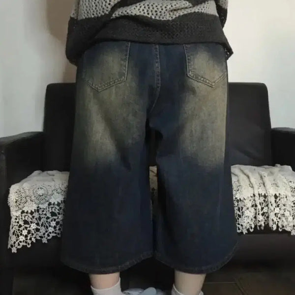 [BUNJANG] Wide 7/10 Length Denim Jeans / 급처분 와이드 7부 청바지