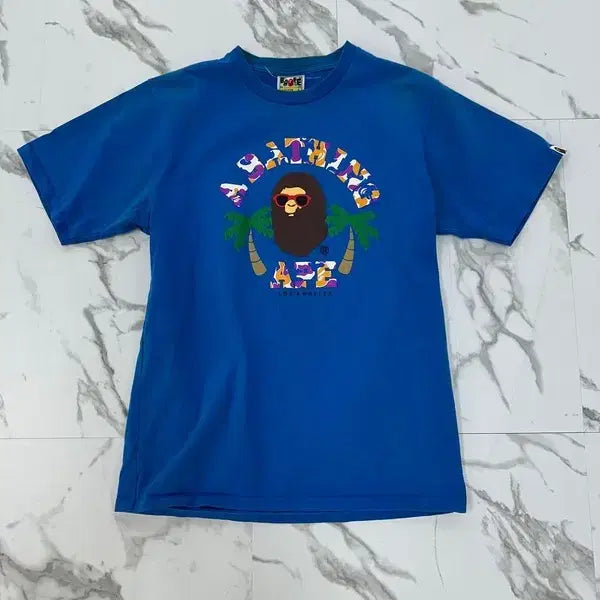 [BUNJANG] BAPE Blue LA T-Shirt / 베이프 블루 LA 반팔 티셔츠