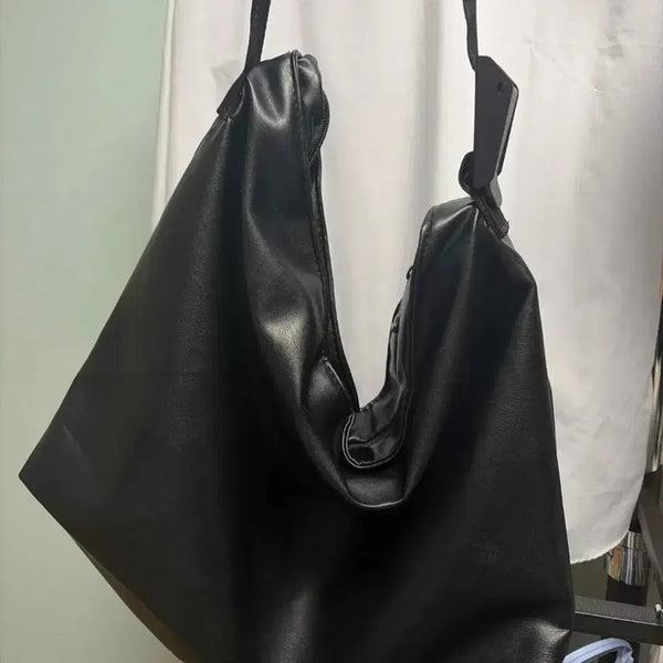 [BUNJANG] Black Leather Shoulder Bag / 블랙 레더 숄더백