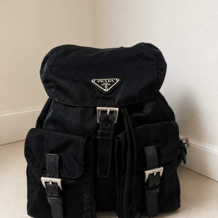 [BUNJANG] PRADA Black Nylon Two-Pocket Backpack (Medium) / (PRADA 정품) 프라다 블랙 나일론 투포켓 백팩 (미디움)
