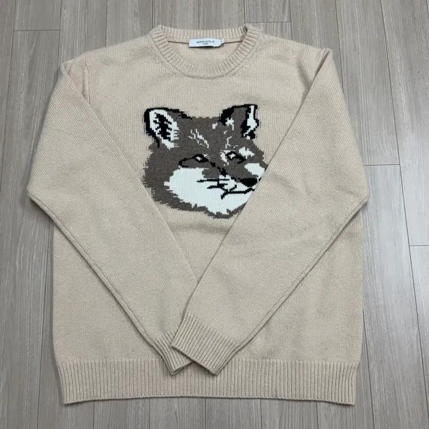 [BUNJANG] Maison Kitsuné Big Fox Head Knit Beige / 메종키츠네 니트