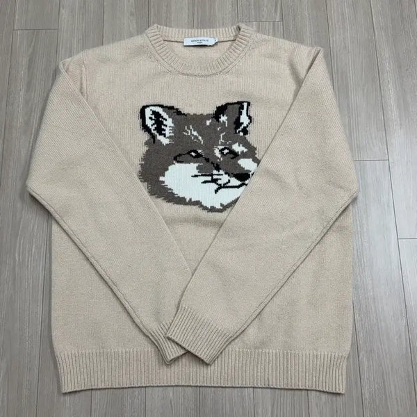 [BUNJANG] Maison Kitsuné Big Fox Head Knit Beige / 메종키츠네 니트