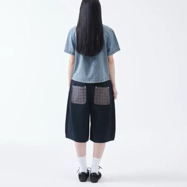 [BUNJANG] The Coldest Moment Check Pocket Half Pants (Navy) / 더콜디스트모먼트 TCM check pocket half pants (navy)
