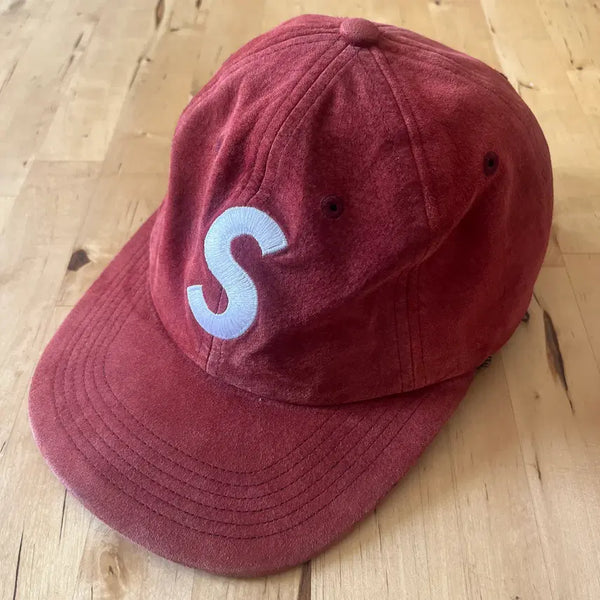 [BUNJANG] Supreme S Logo Suede Cap Red / 슈프림 S로고 캡 스웨이드 레드