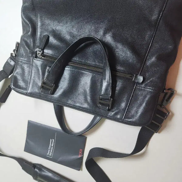 [BUNJANG] TUMI Black Leather Briefcase / 투미 블랙 가죽 서류가방