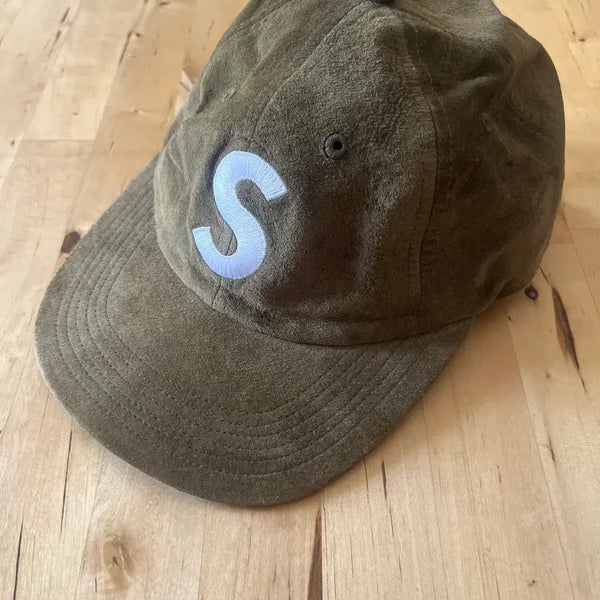 [BUNJANG] Supreme S Logo Suede Cap Khaki / 슈프림 S로고 캡 스웨이드 카키